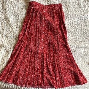 NWT Max Studio Red Ditsy Pattern Midi Skirt